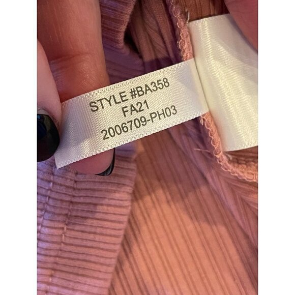 J Crew Pink Cotton Blend Ribbed Wide Cuffed Mock‎ Neck Top Size XXS - Picture 9 of 9